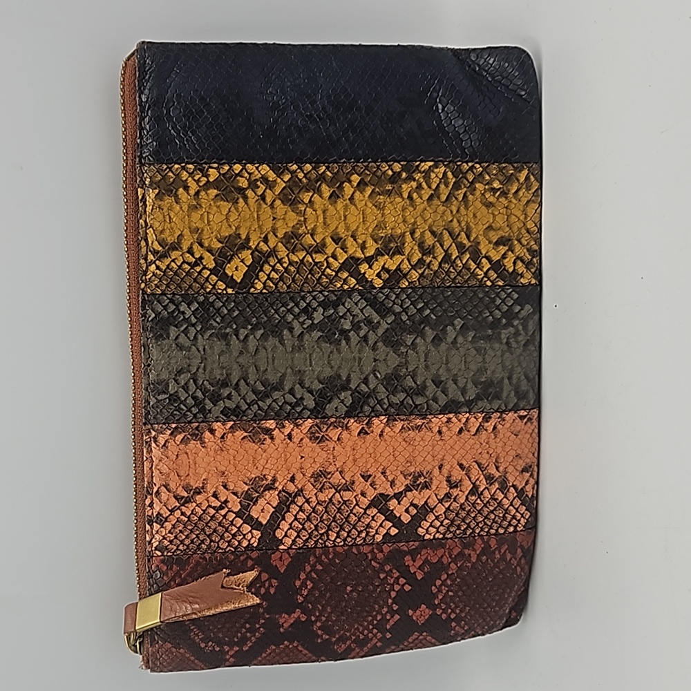 Madewell The Leather Pouch Clutch Colorblock Snake Embossed Edition